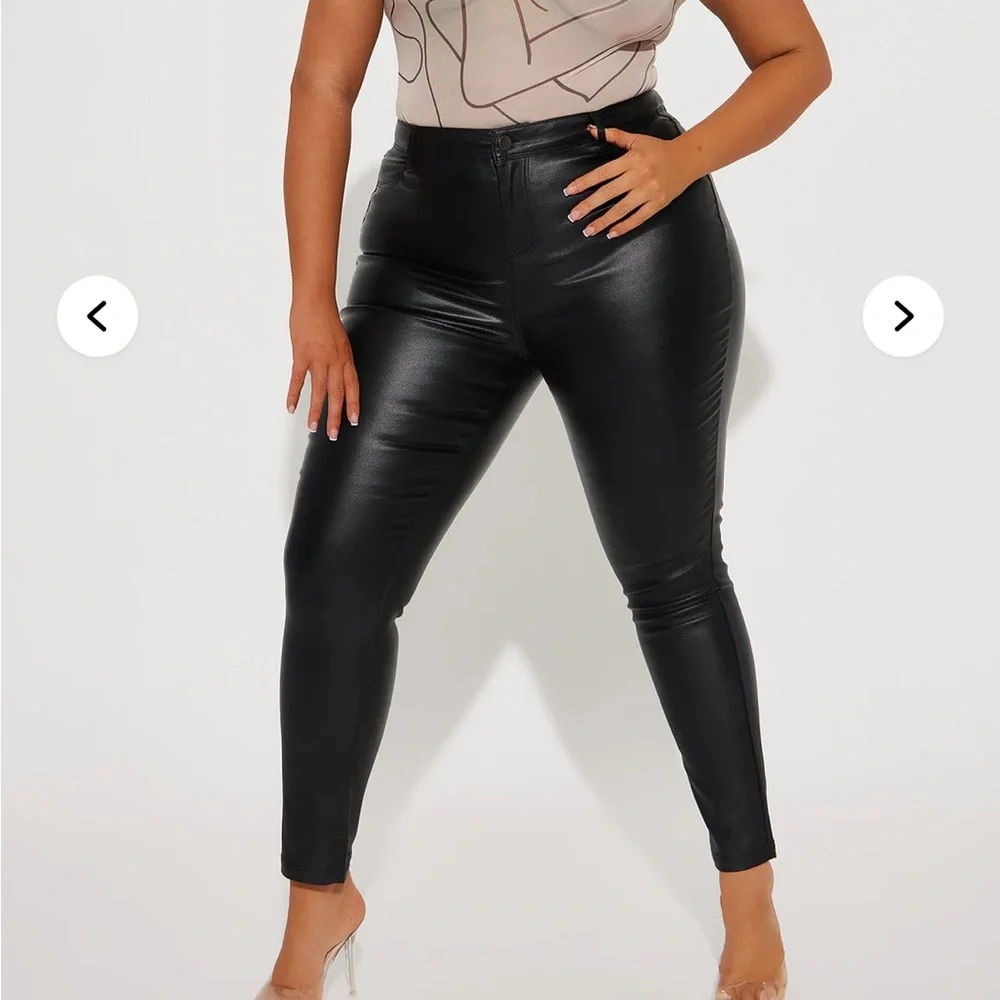 Women's Black Faux Leather Pants - Picture 1 of 4